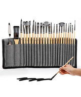 Professionele Verfkwasten Set 24-delig | Houten Handvat | Inclusief Paletmes