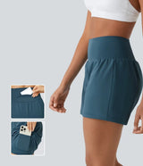 FlexiYoga™ 2-in-1 yogashort met hoge taille