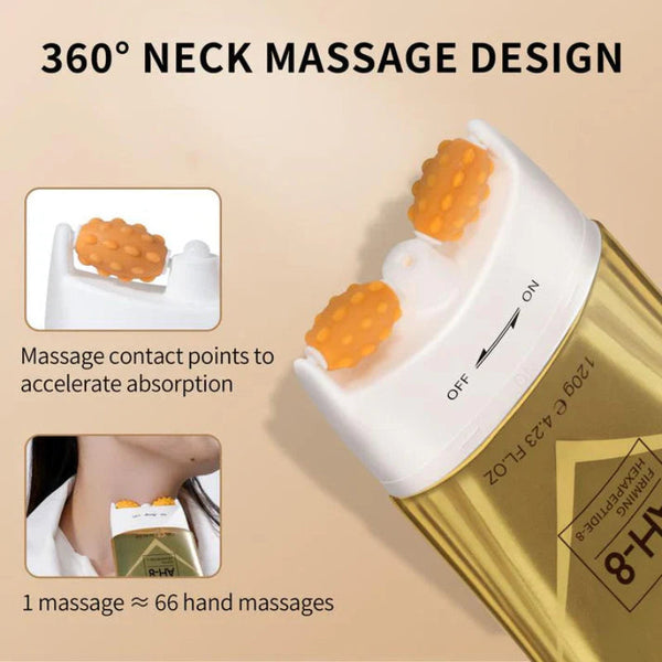 Hals- en Decolletécrème | Verstevigend & Liftend | Met AH-8 Complex & Massage Roller