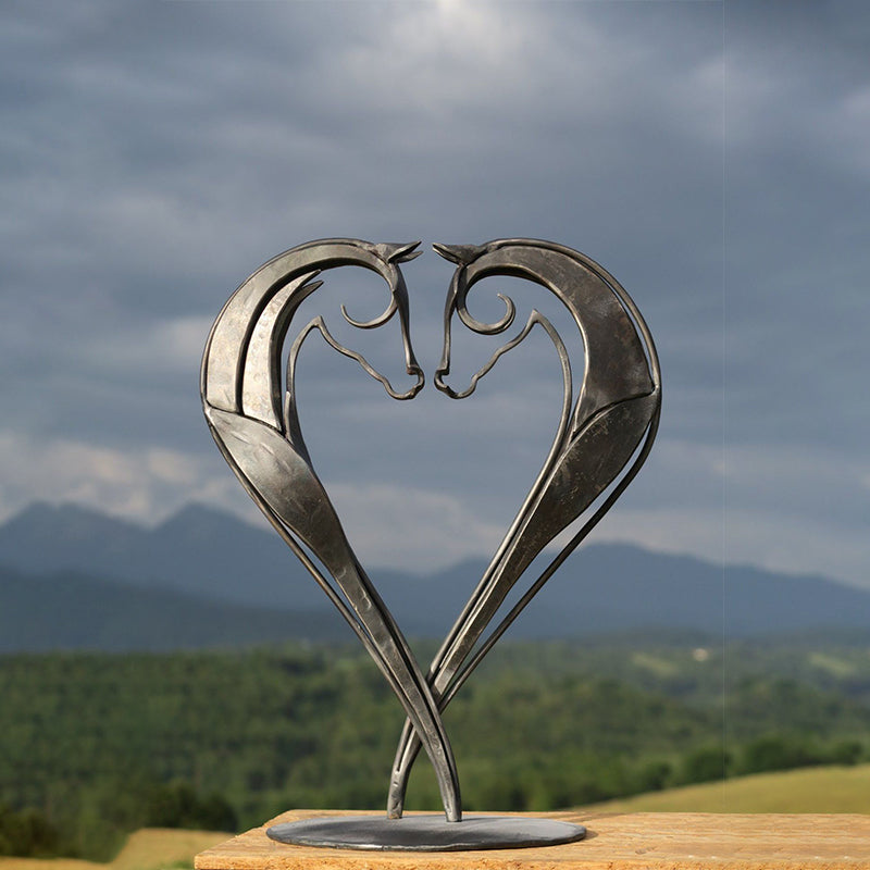 Metalen Paardensculptuur | Handgemaakt Tuinbeeld | Weerbestendig | 50×50×15 cm