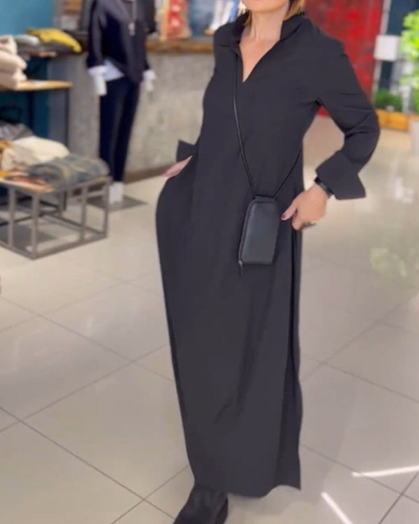 Amara™ | Luxe Maxi Jurk met Diagonale Halslijn en Stijlvolle Zijsplit voor Zomerse Elegant