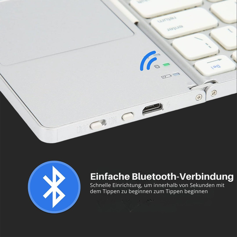 Mini Bluetooth Toetsenbord | Compact, Opvouwbaar & Draagbaar | Inclusief Touchpad