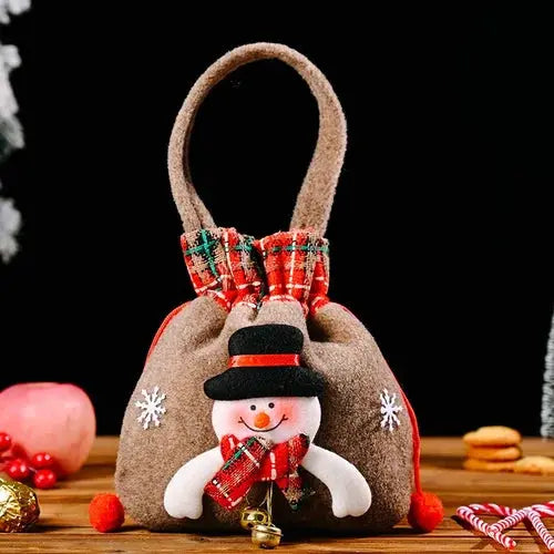 Kerst Cadeauzakjes | Herbruikbare Stoffen Cadeautas | Sneeuwman, Kerstman & Rendier Designs