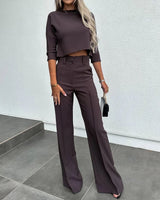 Dames Jasje & Rechte Hoge Taille Broek Set | Effen Kleur | Chic & Comfortabel