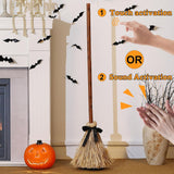 Halloween Bezem Decoratie | Zwevend & Lachend | Geluids- en Aanraak Geactiveerd | Kunststof | 120 cm
