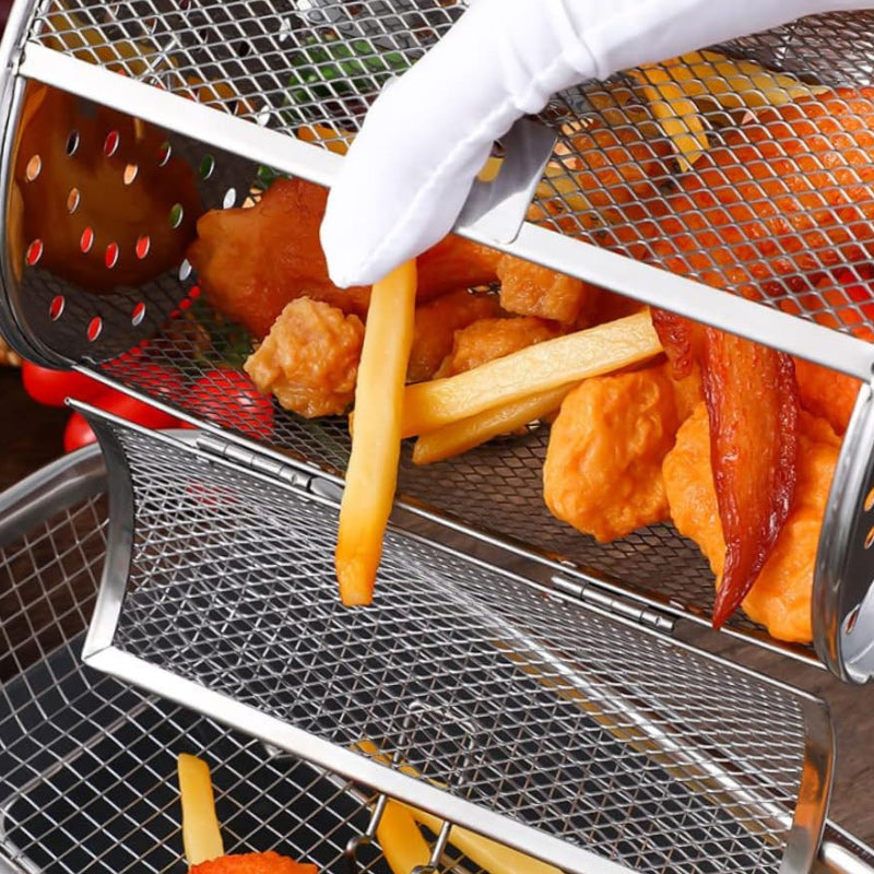 Roterende Grillkorf | 360° Warmteverdeling | RVS | 12×23 cm | Airfryer Compatibel