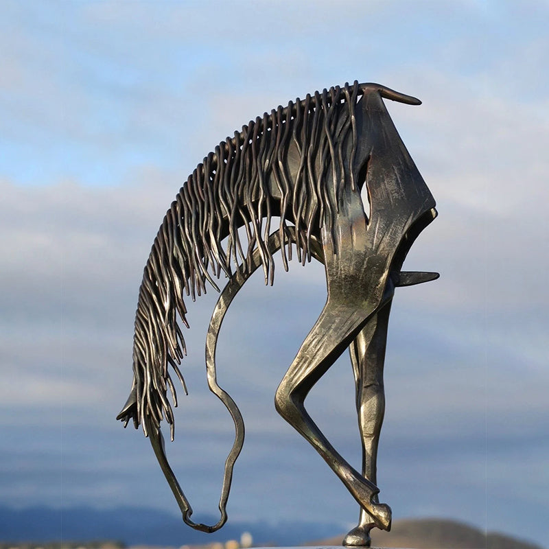 Metalen Paardensculptuur | Handgemaakt Tuinbeeld | Weerbestendig | 50×50×15 cm