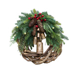 Kerstkrans | Bohemian Stijl | Wintergroen met Dennenappels, Bessen & Gouden Bellen | 45 cm
