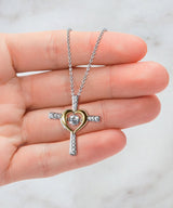 Halsketting met boodschapkaart | Geschenk voor dochter | Kruis met zirconia & geschenkdoos