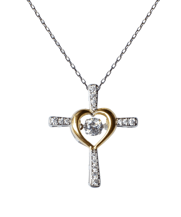 Halsketting met boodschapkaart | Geschenk voor dochter | Kruis met zirconia & geschenkdoos