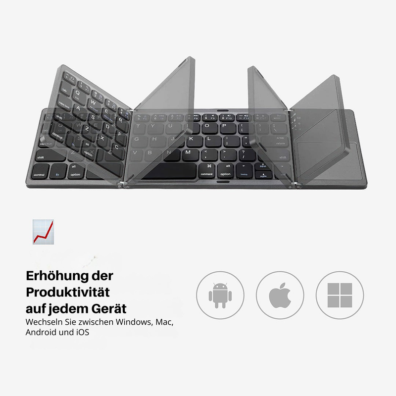 Mini Bluetooth Toetsenbord | Compact, Opvouwbaar & Draagbaar | Inclusief Touchpad