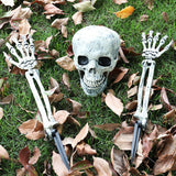 Halloween Tuinverlichting | Glow-in-the-Dark Schedel met Handen | 8 Lichtstanden | Weerbestendig