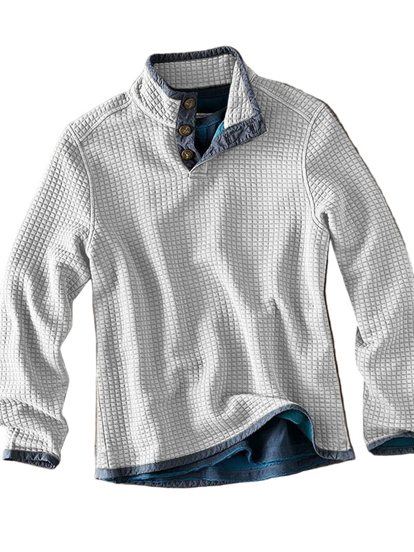 Heren Casual Overhemd | Losse Pasvorm | Opstaande Kraag | Lange Mouw