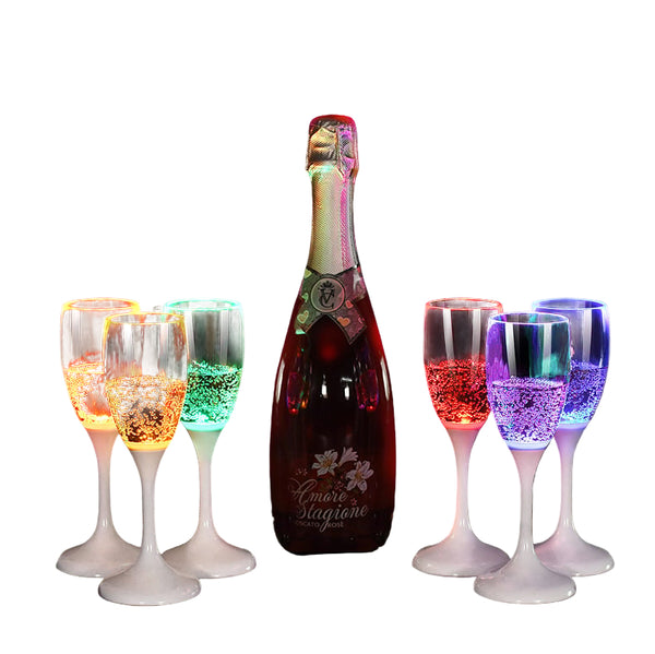 LED Wijn- en Champagneglazen | 6 Kleuren | Vloeistof Geactiveerd | Herbruikbaar | Set van 2 Stuks