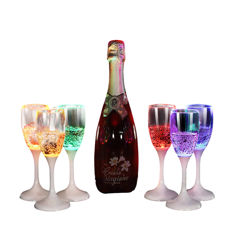 LED Wijn- en Champagneglazen | 6 Kleuren | Vloeistof Geactiveerd | Herbruikbaar | Set van 2 Stuks