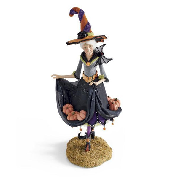 Halloween Heks Beeldje | Handgemaakt Resin | Mossige Standaard | 46 cm Hoog