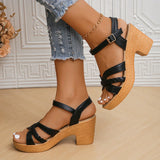 Laura™ - Platform Hoge Hakken Sandalen met Enkelsluiting