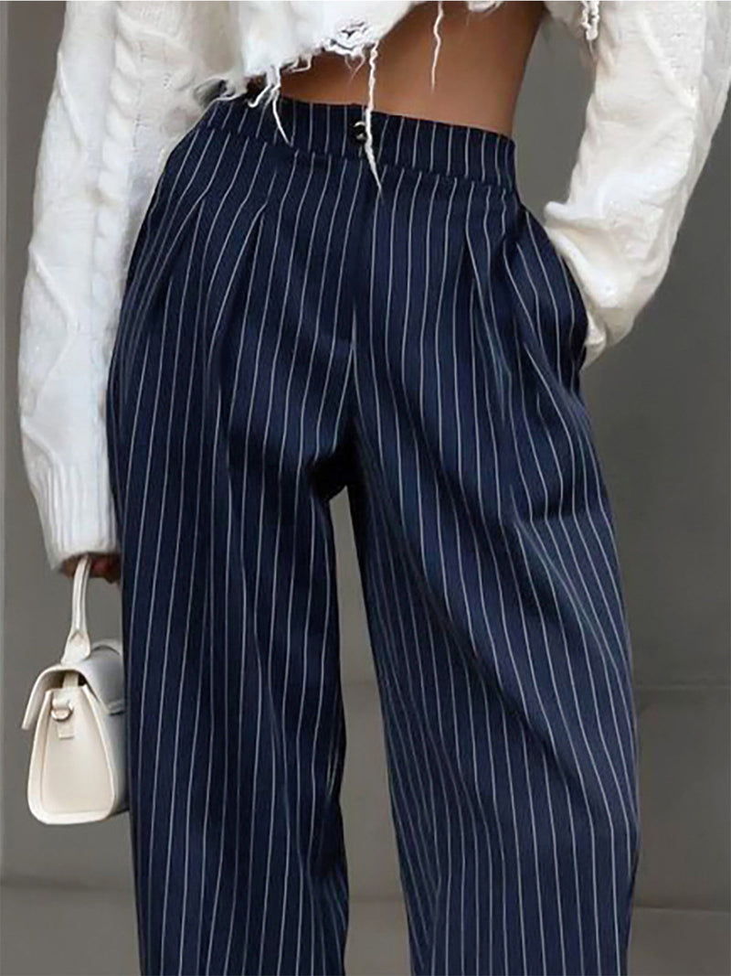 Isalie | Chic Pinstripe Geplooide Dames Broek