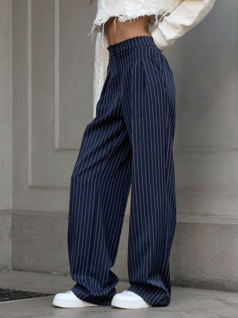 Isalie | Chic Pinstripe Geplooide Dames Broek