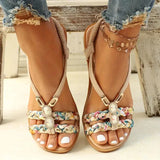 Damen Boho Perlen Slip Auf Sandalen | Bequeme