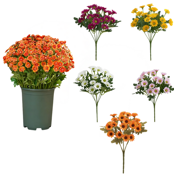 Kunstbloemen Chrysanten | UV-bestendig | Levensecht Design | Herfstdecoratie voor Veranda & Tuin