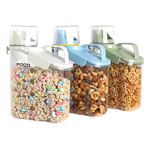 Luchtdichte Voorraadbak | Met Schenker & Maatbeker | Transparant | 2L / 4L