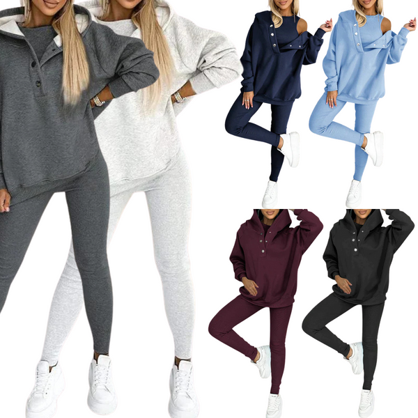 Dames 3-Delig Lounge Set | Hoodie, Vest & Broek | Zachte Stof met Ademend Weefsel