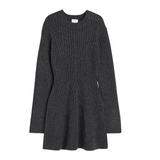 Dames Ribgebreide Jurk | Ronde Hals | Lange Mouwen | Slanke Pasvorm
