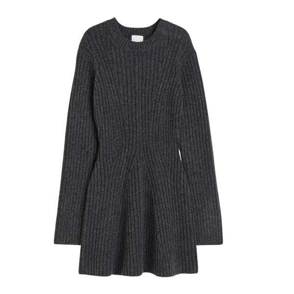 Dames Ribgebreide Jurk | Ronde Hals | Lange Mouwen | Slanke Pasvorm