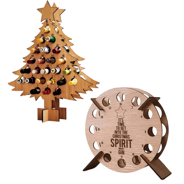Adventskalender Kerstboom | Houten DIY Bier- & Wijnhouder | 40 cm