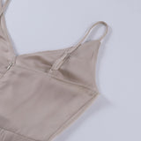 Adriana™ | Dames Satijnen Maxi-Jurk | Verleidelijk met Diepe V-Hals, Spaghettibandjes en Hoge Split