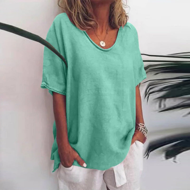 Klassieke blouse met een relaxte pasvorm voor dames | korte mouw