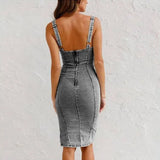 Camila™ Bustier Top En Kokerrok Slanke Denim Jurk