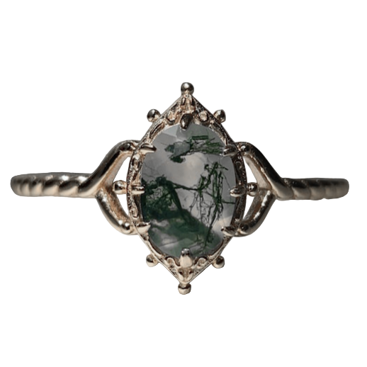 Dames Ring | Eeuwig Liefdessymbool | Natuurlijke Mosagaat | Verguld 925 Zilver