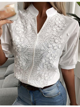 BellaVita™ – Witte damesblouse met stijlvolle pofmouwen