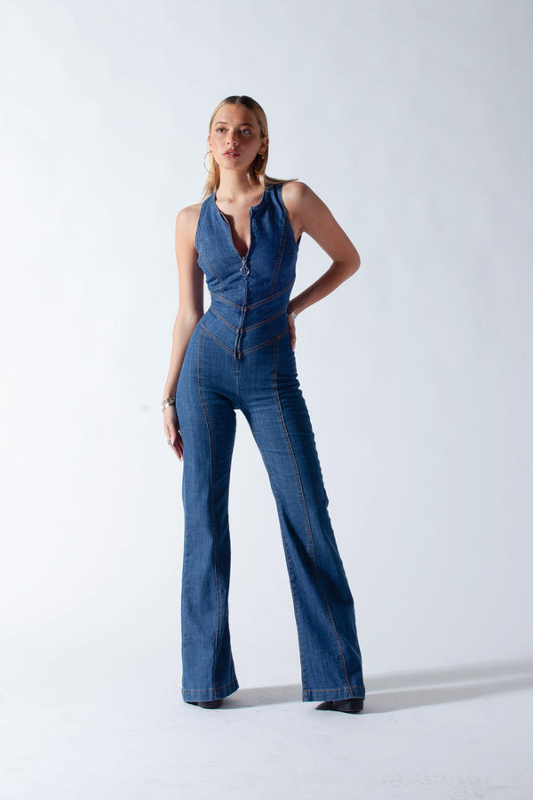 Sakura™ Hartvormige Denim Jumpsuit Zonder Rugpand