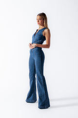 Sakura™ Hartvormige Denim Jumpsuit Zonder Rugpand