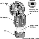 LED Campinglantaarn met Ventilator | Oplaadbaar | Zonne-energie | Powerbank