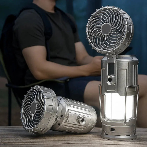 LED Campinglantaarn met Ventilator | Oplaadbaar | Zonne-energie | Powerbank