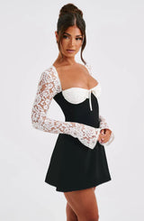 Alexa™ | Dames Sexy Mini Bustier Jurk | Kanten Mouwen