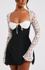 Alexa™ | Dames Sexy Mini Bustier Jurk | Kanten Mouwen