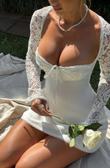 Alexa™ | Dames Sexy Mini Bustier Jurk | Kanten Mouwen