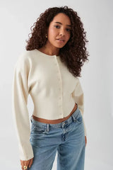 Dames Cardigan | Rechte Pasvorm | Zachte Stretchstof | Elegante Knoopsluiting