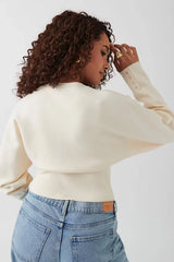 Dames Cardigan | Rechte Pasvorm | Zachte Stretchstof | Elegante Knoopsluiting