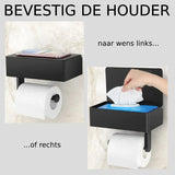 Toilschap™ Matzwarte Toiletrolhouder Met Smal Schap