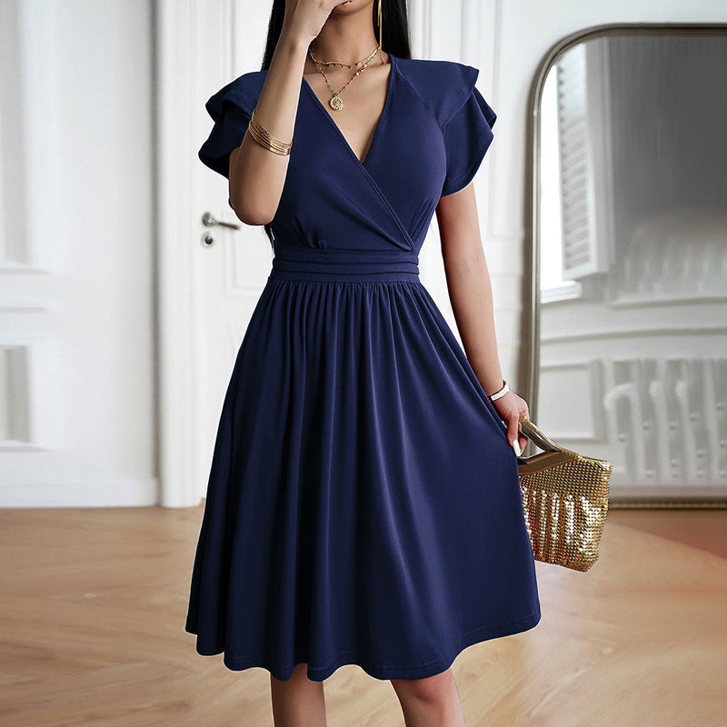 Eleganza™ – Dames midi jurk met V-hals voor elegante gelegenheden