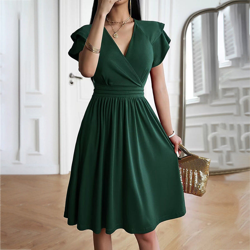 Eleganza™ – Dames midi jurk met V-hals voor elegante gelegenheden