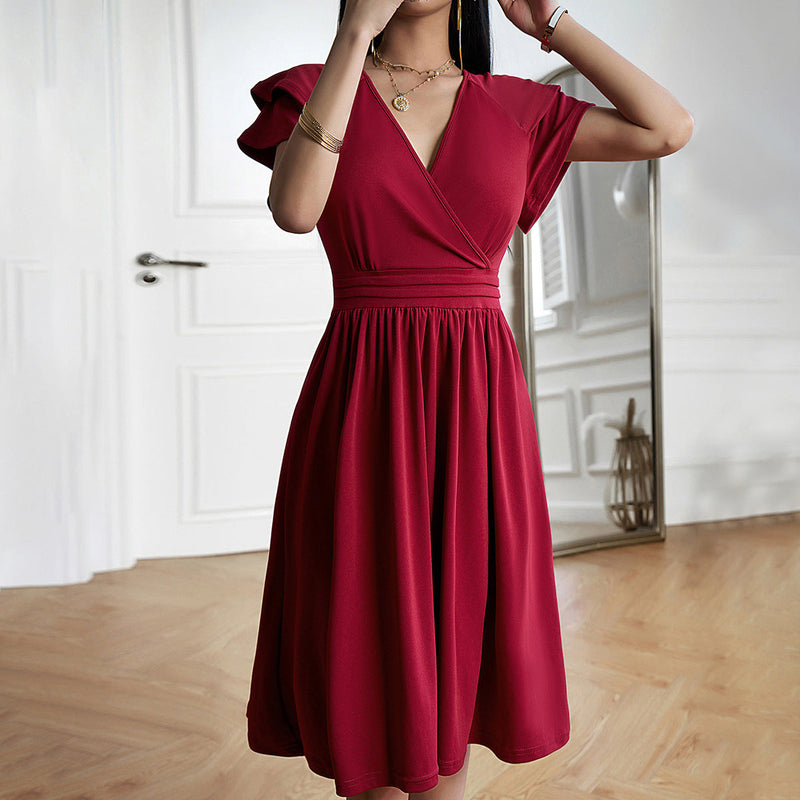 Eleganza™ – Dames midi jurk met V-hals voor elegante gelegenheden