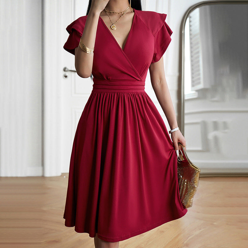 Eleganza™ – Dames midi jurk met V-hals voor elegante gelegenheden