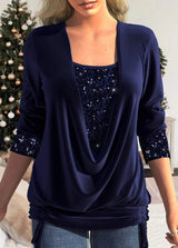 Helga™ Lange mouwen pailletten shirt